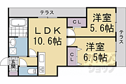 ウェステリア太秦天神川 2LDKの間取図画像