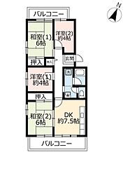 URグリーンタウン槇島 1階4DKの間取り
