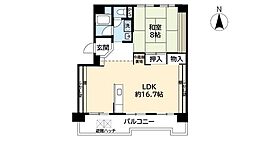 UR都市機構洛西境谷東団地9棟 1LDKの間取図画像