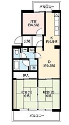 UR都市機構洛西福西公園団地1棟 3DKの間取図画像