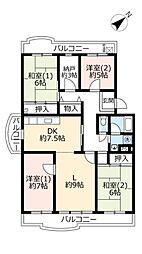 UR都市機構洛西竹の里団地6棟 4LDKの間取図画像