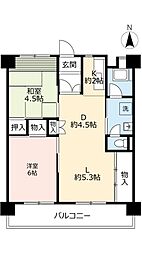 UR都市機構桃山南団地3棟 2LDKの間取図画像