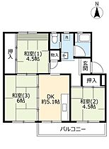 UR桂木  ｜ 奈良県奈良市桂木町（賃貸マンション3DK・4階・50.85㎡） その1