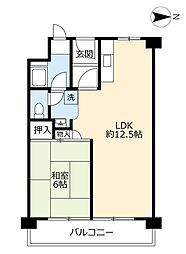 UR都市機構郡山駅前団地7号棟 1LDKの間取図画像