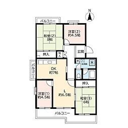 UR都市機構高の原駅前団地3号棟 4LDKの間取図画像