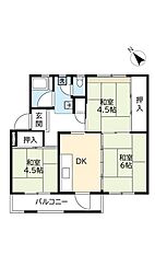 UR都市機構西大和片岡台団地3号 3DKの間取図画像
