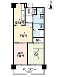 エルト桜井1号館 2DKの間取図画像