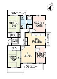 UR都市機構奈良青山一丁目団地5棟 4LDKの間取図画像