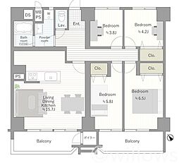 梅島ハイツ 4LDKの間取図画像