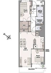 中銀目黒マンシオン 2LDKの間取図画像