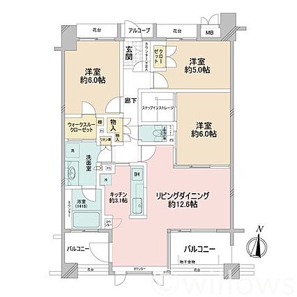 間取り図：3L...