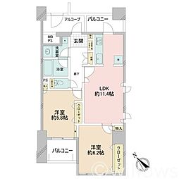 グランドステージ三宿 2LDKの間取図画像