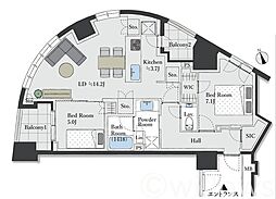 プラウド渋谷東 2LDKの間取図画像