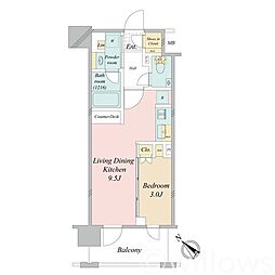 デュオステージ横濱桜木町 1LDKの間取図画像