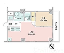 ロイヤルハイツ三田 1LDKの間取図画像