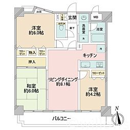 ナイスアーバン北綾瀬第2 3LDKの間取図画像