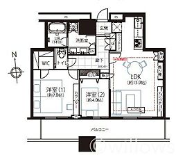クレストプライムタワー芝 2LDKの間取図画像