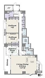 目黒タワーヒルズ 3LDKの間取図画像