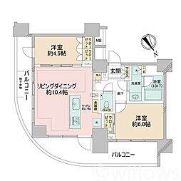 シェフルール西早稲田ラヴィーナ 2LDKの間取図画像