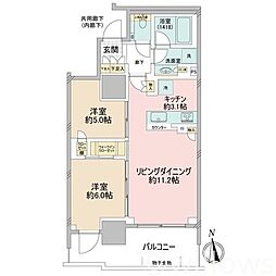 品川イーストシティタワー 2LDKの間取図画像