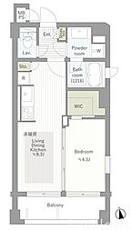 アビテ白金台 1LDKの間取図画像