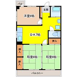 第2パークビラ 3DKの間取図画像