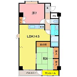 覚善ハイツ 2LDKの間取図画像