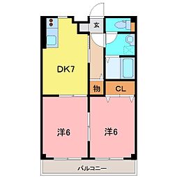 ピラ宮崎 2DKの間取図画像