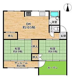 大森西住宅2号棟 2LDKの間取図画像