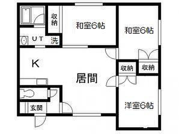 タケイチハイツＡ 201｜北海道旭川市西御料二条1丁目(賃貸アパート3LDK・2階・64.40㎡)の写真 その2