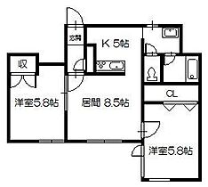 アンジュ 203 ｜ 北海道旭川市豊岡二条3丁目3番地4号（賃貸アパート2LDK・2階・56.70㎡） その2