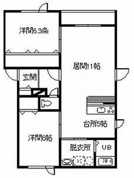 アクアエイトA棟 102｜北海道旭川市東光四条3丁目(賃貸アパート2LDK・1階・63.75㎡)の写真 その2