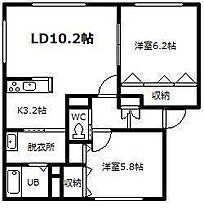 コンフォートK 301 ｜ 北海道旭川市東光四条2丁目4番地2号（賃貸アパート2LDK・3階・58.00㎡） その2