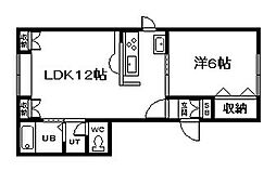 アーバンライフ阿部 1LDKの間取図画像