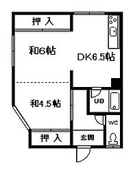 東光ハイツ 2DKの間取図画像