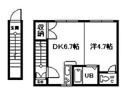 フラワーマンション 1DKの間取図画像