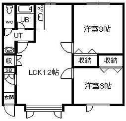 アルメリア 2LDKの間取図画像
