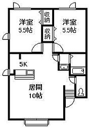 ヴィーナスヴィラ 2LDKの間取図画像