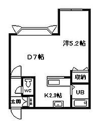 ルート医大前D 1DKの間取図画像