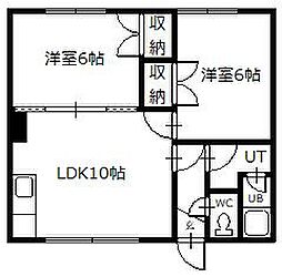 マンションイースト 2LDKの間取図画像