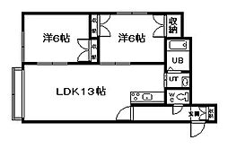 サンシャイン 2LDKの間取図画像
