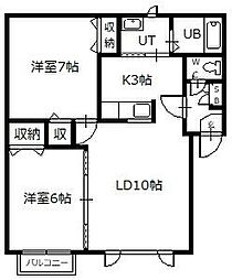 フロンテージB 2LDKの間取図画像
