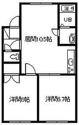 エポーレハイツ 2LDKの間取図画像