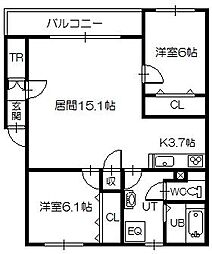 グランデ25 2LDKの間取図画像