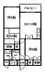 ゴトーハイム 3DKの間取図画像
