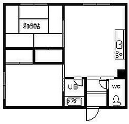 ハイツむらなか 2LDKの間取図画像