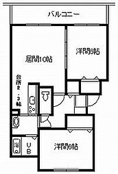 サニーイーストB 2LDKの間取図画像