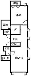 Box.南・B 1LDKの間取図画像