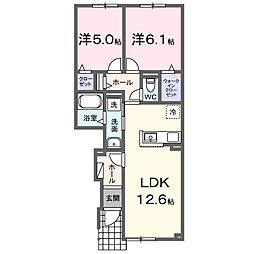 ココル 2LDKの間取図画像