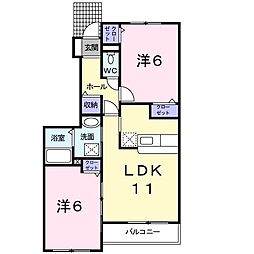 カーサセレーナ 2LDKの間取図画像